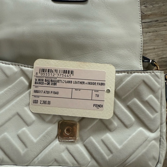 Fendi White and Gold Mini Baguette Bag - Picture 4 of 7
